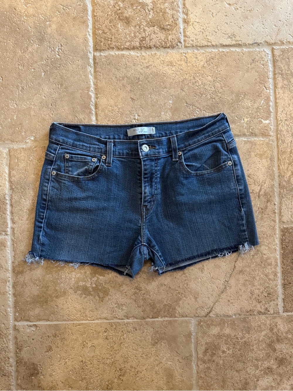 Levi's Indigo Blue Raw Hem Denim Shorts
